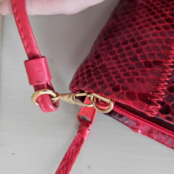 Red Snakeskin Pattern Convertable Clutch - Picture 6 of 9